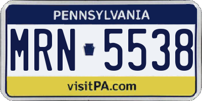 PA license plate MRN5538