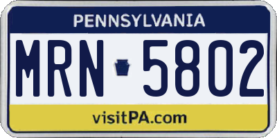 PA license plate MRN5802