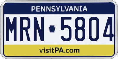 PA license plate MRN5804