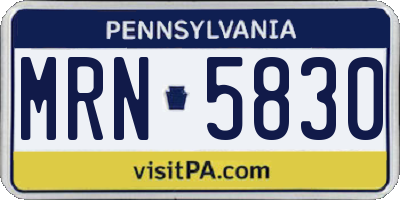 PA license plate MRN5830