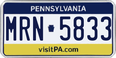 PA license plate MRN5833