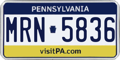 PA license plate MRN5836
