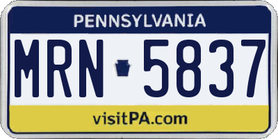 PA license plate MRN5837