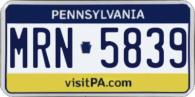 PA license plate MRN5839
