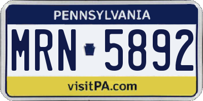 PA license plate MRN5892