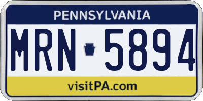 PA license plate MRN5894