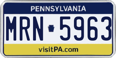 PA license plate MRN5963