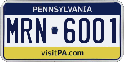 PA license plate MRN6001