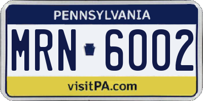 PA license plate MRN6002