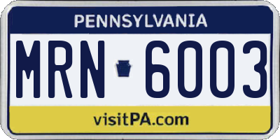 PA license plate MRN6003