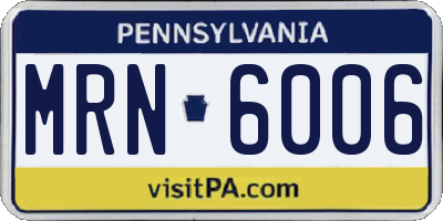 PA license plate MRN6006