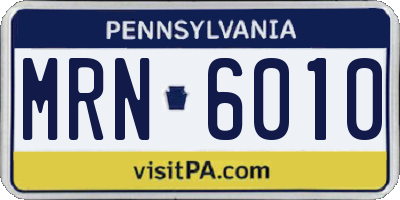 PA license plate MRN6010