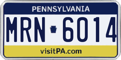 PA license plate MRN6014
