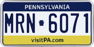 PA license plate MRN6071