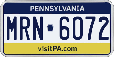 PA license plate MRN6072