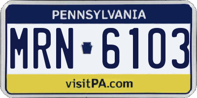 PA license plate MRN6103