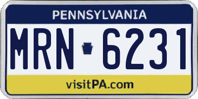 PA license plate MRN6231