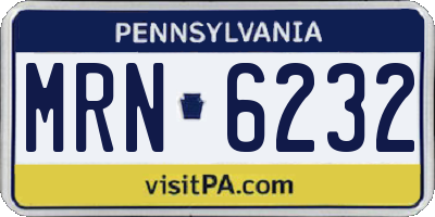 PA license plate MRN6232