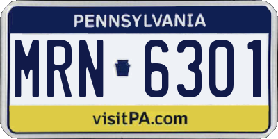 PA license plate MRN6301