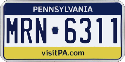 PA license plate MRN6311