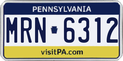 PA license plate MRN6312