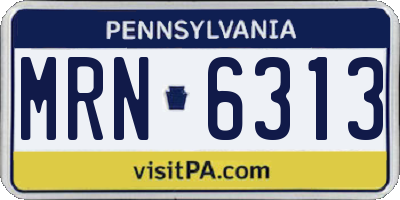 PA license plate MRN6313
