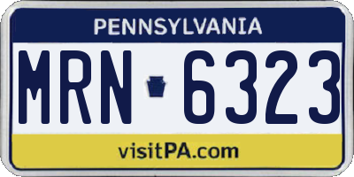 PA license plate MRN6323