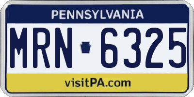 PA license plate MRN6325