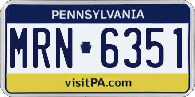 PA license plate MRN6351