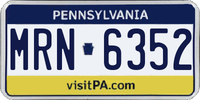 PA license plate MRN6352