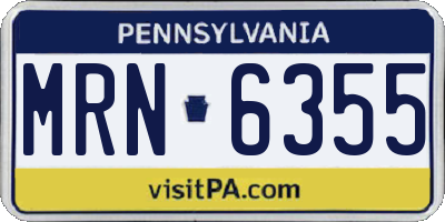 PA license plate MRN6355