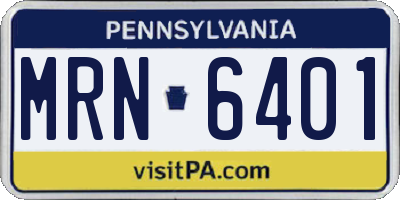 PA license plate MRN6401