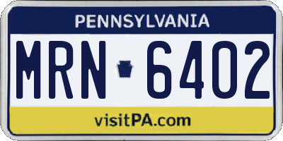 PA license plate MRN6402