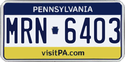 PA license plate MRN6403