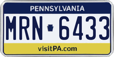 PA license plate MRN6433