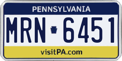 PA license plate MRN6451