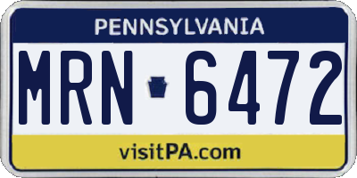 PA license plate MRN6472