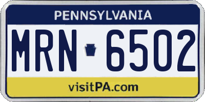 PA license plate MRN6502