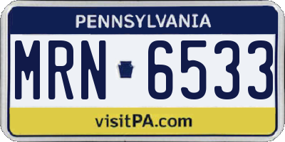 PA license plate MRN6533