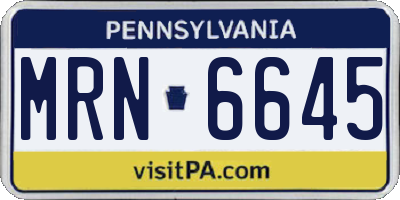 PA license plate MRN6645