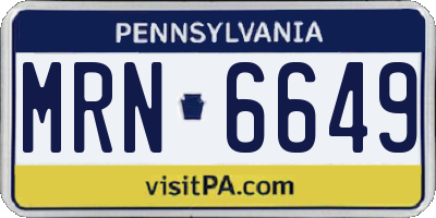 PA license plate MRN6649