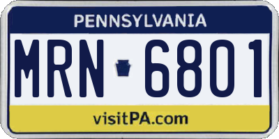 PA license plate MRN6801