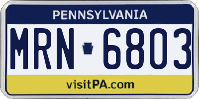 PA license plate MRN6803
