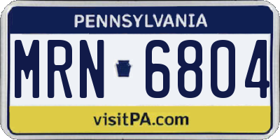 PA license plate MRN6804