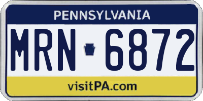 PA license plate MRN6872