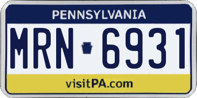 PA license plate MRN6931