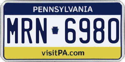 PA license plate MRN6980