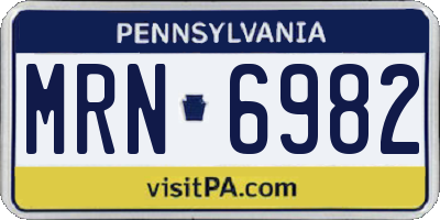 PA license plate MRN6982