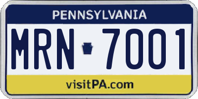 PA license plate MRN7001