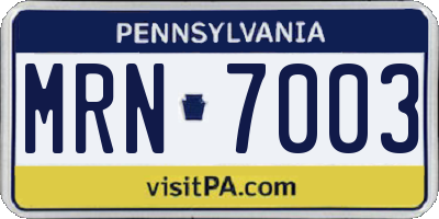 PA license plate MRN7003